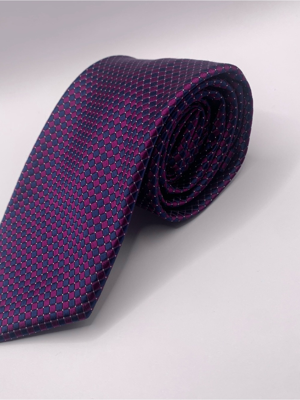 Nautica Deep Purple Tie with Pink Micro-Check Pattern